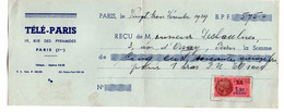 VP20.583 - PARIS 1939 - Lettre De Change - Télé - PARIS Pour Mr Le Duc De CHAULNES - Bills Of Exchange