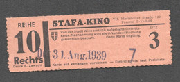 1939 CINEMA STAFA KINO TICKET - Austria -WIEN -Eintrittskarte D1274 - Tickets D'entrée