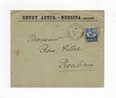 !!! LEVANT, LETTRE DE MERSINE DE 1907 POUR ROUBAIX - Briefe U. Dokumente