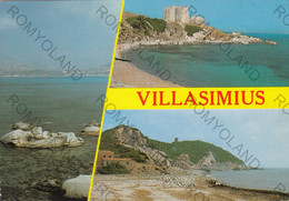 CARTOLINA  VILLASIMIUS,SUD SARDEGNA,ISOLA,MARE,SOLE,ESTATE,VACANZA,SPIAGGIA,LUNGOMARE,BARCHE A VELA,VIAGGIATA 1986 - Carbonia