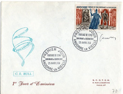 Andorre 1964 - FDC Paréage De 1288 Avec Signature Graveur Albert Decaris - FDC