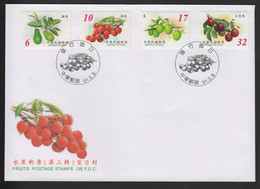 Taïwan (Formose)  Y 2649, 2650, 2651, 2652; M 2738, 2739, 2740, 2741, Enveloppe FDC, Fruits - Covers & Documents