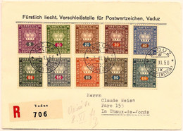 Liechtenstein 1950: REGIERUNGS-DIENSTSACHE Zu D 36-45 Mi D 35-44 Yv TS 35-44 R706 FDC Mit O VADUZ 7.XI.50 (Zu CHF 90.00) - Dienstzegels