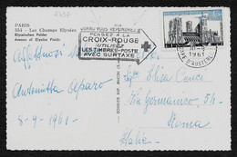 AFFRANCHISSEMENT MÉCANIQUE CROIX-ROUGE 1961 PARIS LES CHAMPS ELYSEES N°E457 - Croix Rouge