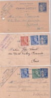 1938/1940 - PAIX - 3 CARTES-LETTRE 65c Dont 2 Avec COMPLEMENT MERCURE - Tarjetas Cartas
