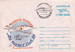 A19309 - EXPOZITIA FILATELICA AEROMFILA TIMISOARA STAMP COVER ENVELOPE UNUSED 1991 ROMANIA PLANE IAR-80 - Brieven En Documenten