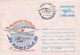 A19309 - EXPOZITIA FILATELICA AEROMFILA TIMISOARA STAMP COVER ENVELOPE UNUSED 1991 ROMANIA PLANE IAR-80 - Briefe U. Dokumente