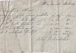 A19438 - HERR SIMON WIEGOL VIKOL RECEIPT FROM AUSTRIAN EMPIRE 1829 WIEN VIENNA ANTON HOCHENLEITNER - Austria