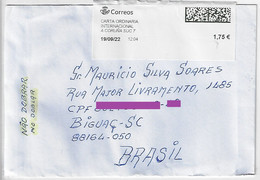 Spain 2022 Cover Sent From La Coruña To Biguaçu Brazil With Meter Stamp - Briefe U. Dokumente