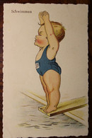 AK CPA Kinder Freunde Freuden Schwimmen Enfant Nageur Natation - Nuoto