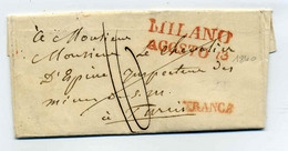 Lettre De MILANO + Marque De Transit FRANCE / 13 AGGOSTO 1840 - 1801-1848: Précurseurs XIX