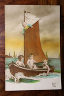 AK CPA 1914 Kinder Freunde Freuden Boot Enfant Bateau - Sonstige & Ohne Zuordnung