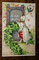 AK CPA 1910 Blumen Klee Kinder Frauen Jugendstil Trèfles Gaufrée - Frauen