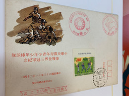 Taiwan Stamp FDC Baseball - Brieven En Documenten