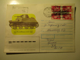 1994  RUSSIA CHECHNYA CHECHENIA PRINTED OVERPRINT CAR AUTOMOBILE , GROZNY REGISTERED COVER TO YALTA , TANK T-40 - Covers & Documents