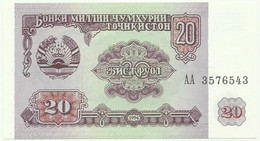 Tajikistan - 20 Rubles - 1994 - P 4 - Unc. - Serie AA - Tadjikistan