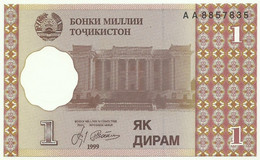 Tajikistan - 1 Diram - 1999 ( 2000 ) - P 10 - Unc. - Serie AA - Tadjikistan