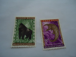 BELGIAN   CONGO  MNH STAMPS  ANIMALS CHIMPANZEES - Chimpancés