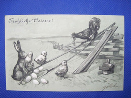 AK 1904 CPA Tiere Henne Küken Litho Heiligenstein BARR Fröhliche Ostern Cpa Gaufrée Joyeuses Pâques - Easter