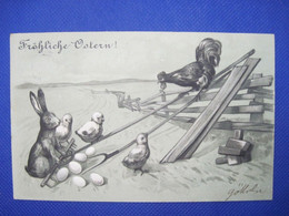 AK 1904 CPA Tiere Henne Küken Litho Heiligenstein BARR Fröhliche Ostern Cpa Gaufrée Joyeuses Pâques - Ostern