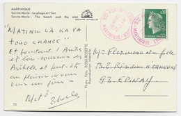 FRANCE CHEFFER 30C VERT CARTE CACHET ROUGE 972 FORT DE FRANCE 8.1.1974 MARTINIQUE - 1967-1970 Marianne Van Cheffer