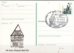 BRD FGR RFA - Postkarte Mit Zudruck "140 Jahre Postamt Bad Orb"  (MiNr: P 141) 1991 - Siehe Scan - Postkarten - Gebraucht