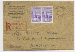 MONACO 4FR50 VIOLET LETTRE REC MEC KRAG MONACO 18.II.1946 - Storia Postale