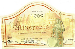 Etiquette : Vin - Languedoc-Rousillon : Minervois 1999 : Effigie De Minerve - Languedoc-Roussillon