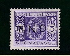 1944 Italia R.S.I. Italy RSI SEGNATASSE G5 Lire Violetto GNR Varietà 'soprastampa Capovolta' (57a) MNH** Non Garantito - Impuestos