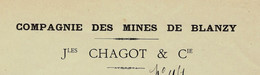LETTRE DE VOITURE TRANSPORT FLUVIAL  Par Bateau 1897 COMPAGNIE DES MINES DE BLANZY Jules Chagot Montceau Les Mines Saône - 1800 – 1899
