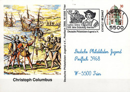 BRD FGR RFA - Privatpostkarte Christoph Columbus (MiNr: PP 162 B2/003) 1992 - Siehe Scan - Cartes Postales Privées - Oblitérées