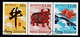 New Zealand 2009 Year Of The Ox Set As Strip Of 3 Used - Gebruikt