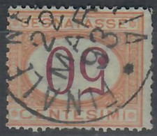 ITALIA REGNO 1890 SEGNATASSE 50 C. ARANCIO E CARMINIO - VARIETA' CIFRE CAPOVOLTE  - USATO VFU - Segnatasse