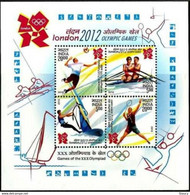 India 2012 London Olympic Games Badminton Sailing Rowing Handball Sports Miniature Sheet MS MNH, P.O Fresh & Fine - Badminton