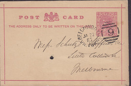 Victoria Australia Postal Stationery Ganzsache Entier 1d. Victoria BEECHWORTH Victoria 1885 MELBOURNE (Arr.) (2 Scans) - Cartas & Documentos
