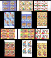 India 2010 Astrological Signs Zodiac Art Paintings Stamps 12v Set Of Rs.5.00 Stamps In Block Of 4's MNH - Astrologie