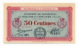 C.D.C. // MOULINS & LAPALISSE (Allier) // Emission 1917 // Cinquante Centimes // Sans Filigrane // SPL - Chambre De Commerce