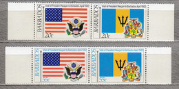 BARBADOS 1982 Visit Of President Reagan Flags MNH(**) Mi 554-557 #27510 - Timbres