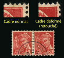 FRANCE - YT 547 - MERCURE 30c - VARIETE CADRE SUPERIEUR DROIT DEFORME TENANT A NORMAL - TIMBRES OBLITERES - Used Stamps