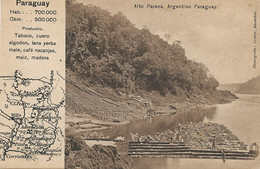 Alto Parana Argentino Paraguay Mapa De Paraguay Transporte Madera En El Rio Train De Bois Rivière - Paraguay