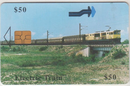 ZIMBABWE - Electric Train, Chip:GEM5 (Black), 50 Z$,Tirage 80,000, Used - Simbabwe