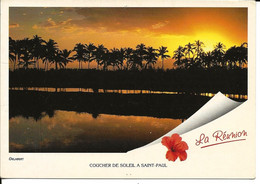 Réunion - Ocean Indien - Coucher De Soleil Sur Cocoteraie Sur L'etang De Saint Paul **CPSM ** - Saint Paul