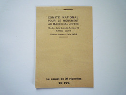 TI - 2022 - 162  Comité National Pour Le Monument Au Maréchal JOFFRE  (Carnet De 20 Vignettes , 5 Couleurs)   XXX - Non Classés