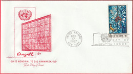 FDC - Enveloppe - Nations Unies - (New-York) (17-11-67) - Glass Memorial To Dag Hammarskjold (Chagall) - Storia Postale