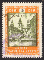 1938 Yugoslavia SLOVENIA Novo Mesto  Cathedral Church - Revenue Stamp Of Catholic Church - Used 5 Din - Servizio