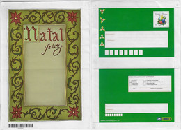 Brazil 2007 Postal Stationery Christmas Flowe And Merry Christmas Message Unused 4 Small Holes In The Corners - Enteros Postales