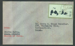 China PRC Panda 1963 Lhasa Tibet To Nepal Cover Via Kodari - Briefe U. Dokumente