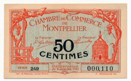 C.D.C. // MONTPELLIER (34) // Délibération 1921 // Cinquante Centimes // Sans Filigrane // SPL - Chambre De Commerce