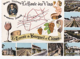 Cpsm Dentelée, Carte Géographique, La Route Des Vins, Bourgueil, Chinon, Rabelais. - Weinberge