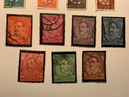 Yougoslavie Lot De Timbres Divers Années 30 Prince Alexandre 1er Bordure Noire Deuil 1934 - Usados